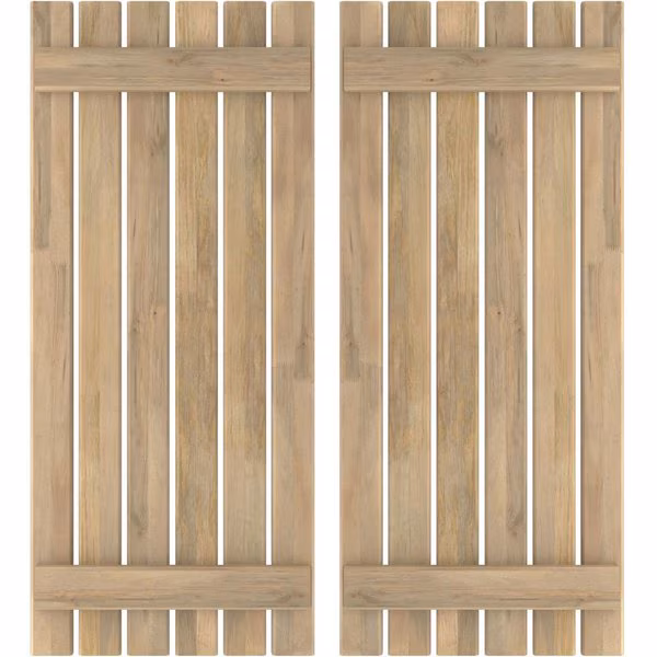 Americraft 6-Board (2 Batten) Exterior Real Wood Spaced Board-n-Batten Shutters, ARW101SB623X69UNH